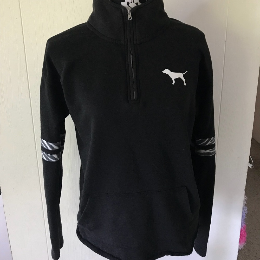 black & zebra victoria’s secret pink half zip